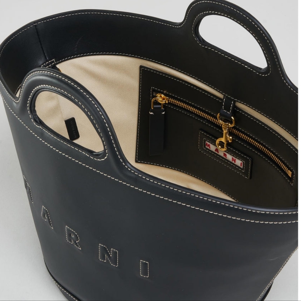 Marni Small Black Leather Tote Handbag NWT - Picture 6 of 8